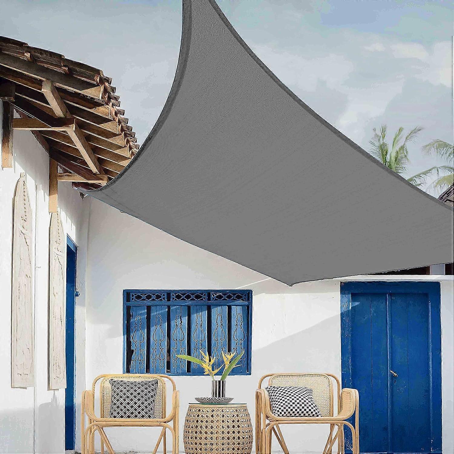 Awning 4 x 5 m rectangular, PES polyester, waterproof, 95% UV protection, including mounting ropes, grey