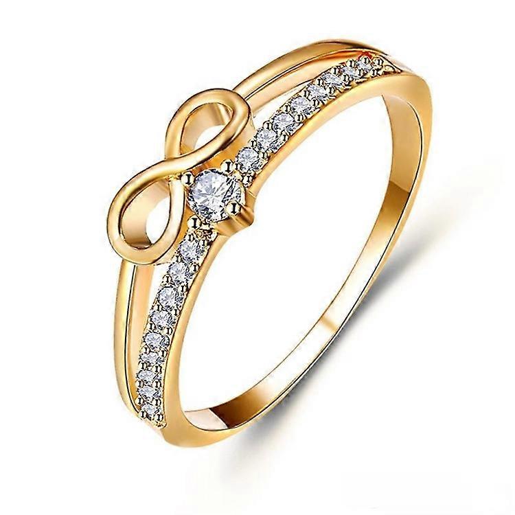 Gold Dainty Bow Ring set with Round Cut Infinite Elements Zirconia