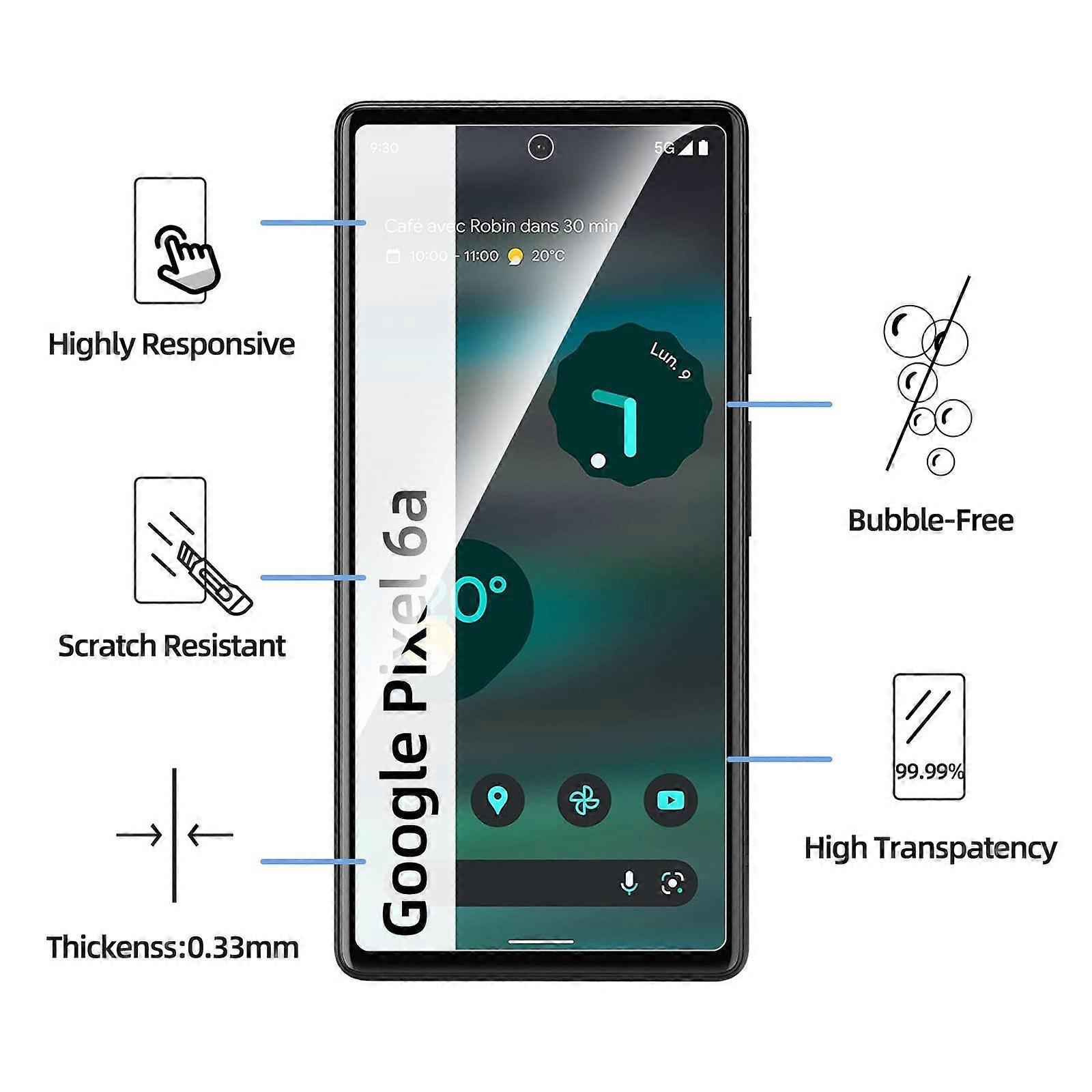 3-PAK Google Pixel 6A Premium Ochraniacz Ekranu Przezroczysty