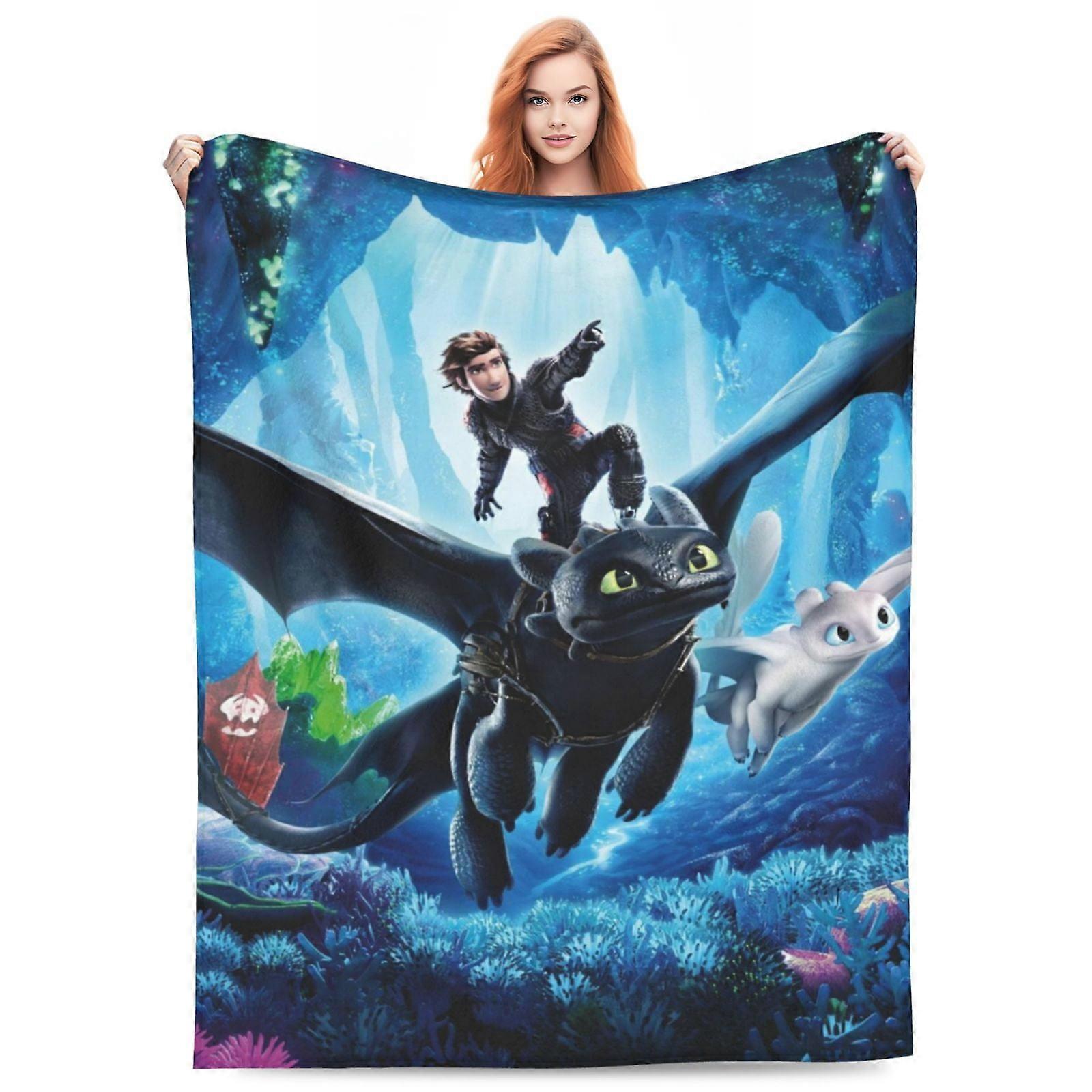 How To Train Your Dragon Fleece Blanket Super Soft Cozy Throw Blanket Fuzzy Comfy Flannel Blanket Warm Plush Blankets An-DS8565