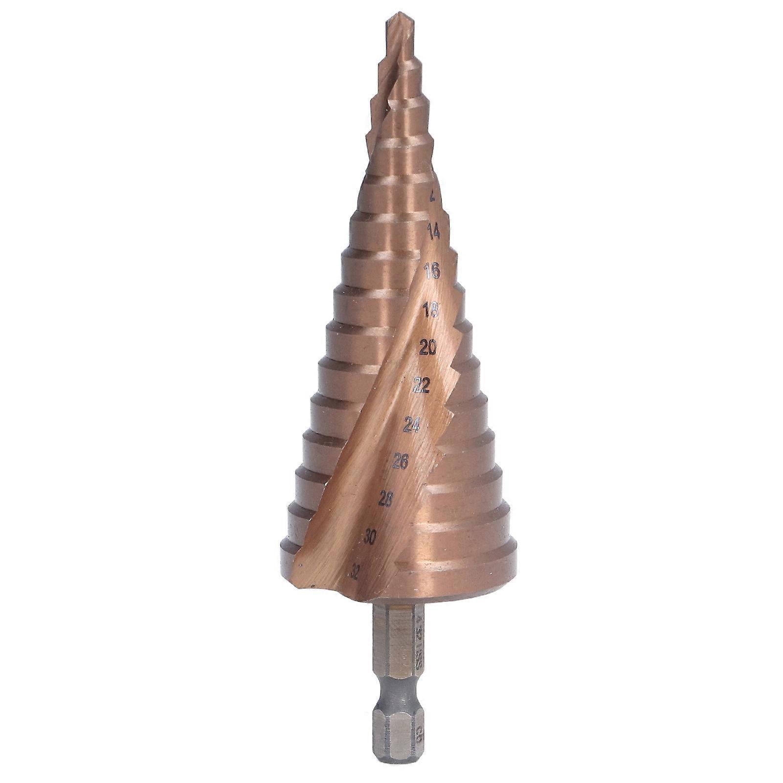 Step Drill Bit 2 Spiral Groove Pagoda Hole Reamer HSS Cobalt Drilling Counterbore 4?32mm M35