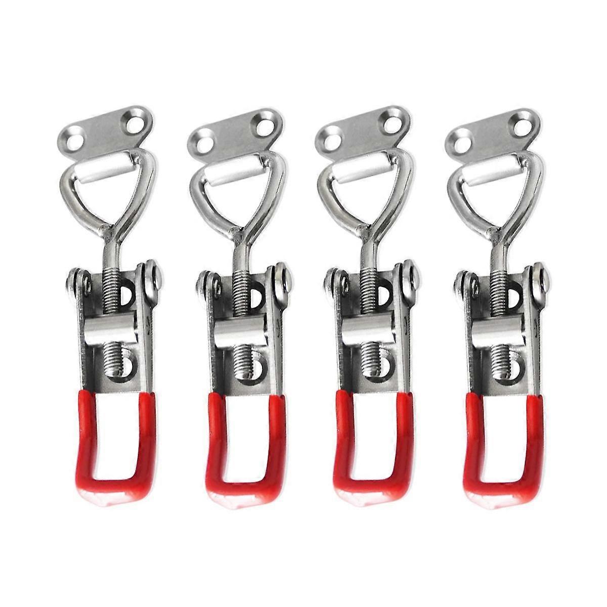 4PCS Stainless Steel Locks with Adjustable Buckles, Horizontal Clamp, Quick Door Bolt Clamp