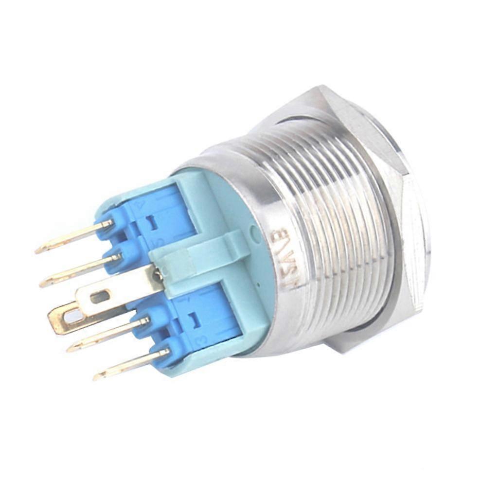25mm 12V Blue Led Ring+Power Symbol Push Button Switch 1NO1NC Resetable