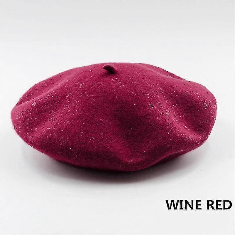 Solid Casual Vintage Women's Hat, Beret Plain Cap, Wool Warm Winter Berets