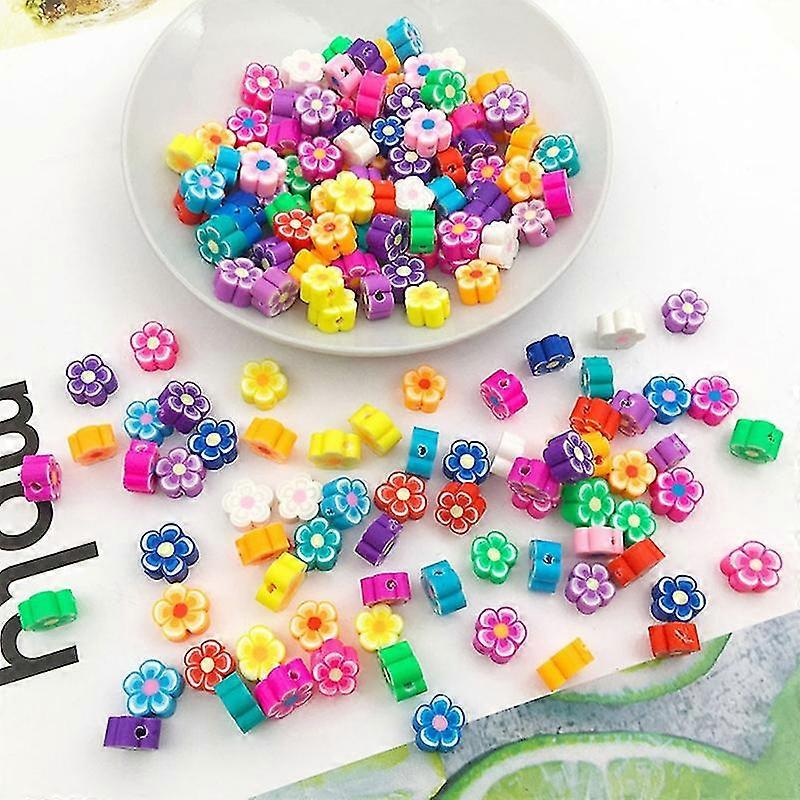 Handmade Polymer Clay Beads Flowers Spacer Beads Charms For Bracelet Earring