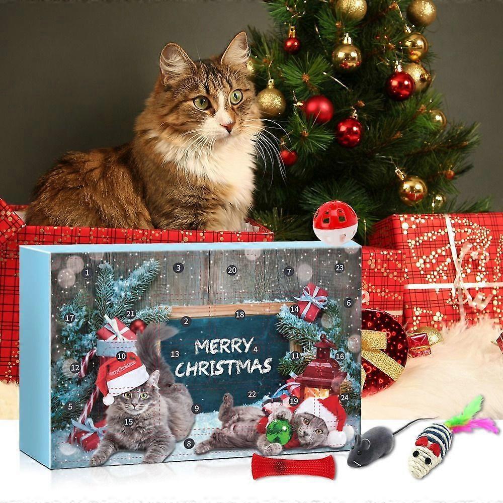 GaiBoSiΑστεία χριστουγεννιάτικη γάτα Advent Ημερολόγιο 2024 Διακοσμήσεις διακοπών Δώρα Χριστουγεννιάτικο γατάκι Διαδραστικά παιχνίδια παιχνιδιού Παιχνίδια κατοικίδιων ζώων