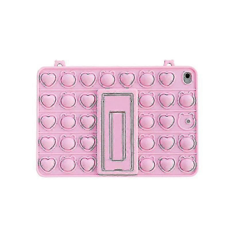 Pop-it Push Bubble Fidget Oyuncak Silikon Sevimli Kılıf Lanyard & kolye ile Ipad için 2019-pro 10.5pink