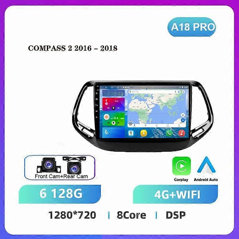 Lecteur multimédia de voiture pour Jeep Compass 2 MP 2016-2018 Navigation GPS Android Ai Voice Video Player