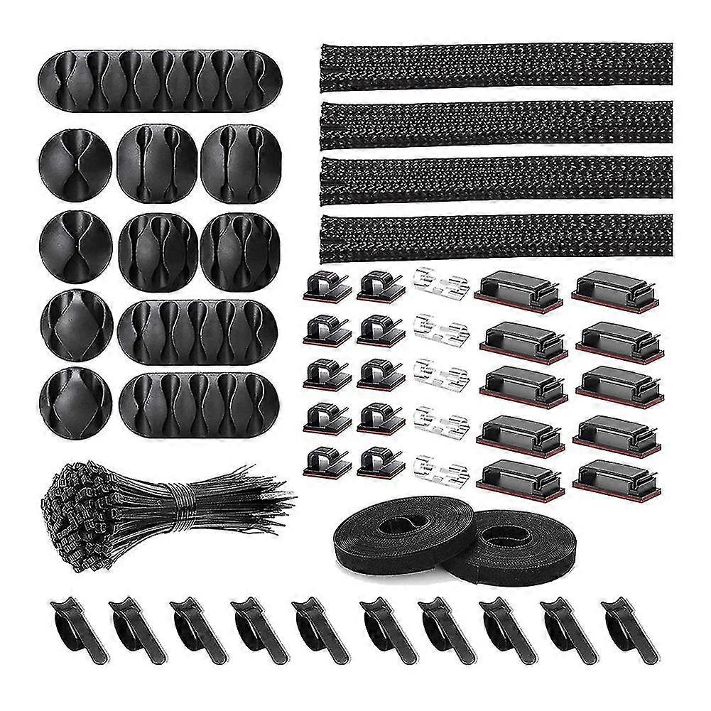 152 Pcs Cord Organizer Kit, Include Adhesive Clips, Cable Sleeves Management Clips