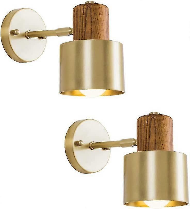 Vintage Brass Wood Indoor Wall Light Adjustable Base