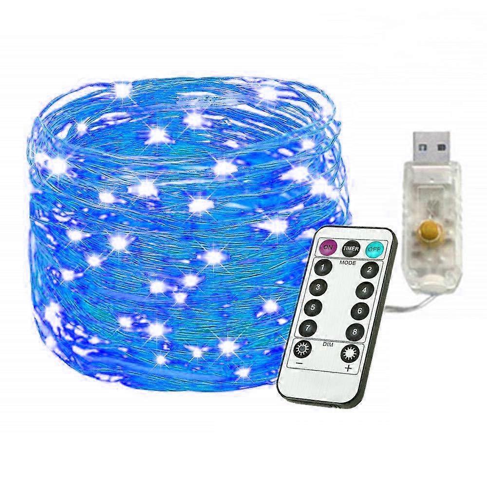 USB Plug in Fairy Lights with Remote Control Timer, 8 Modes 33ft 100 LED USB String Lights with Adapter, Purple