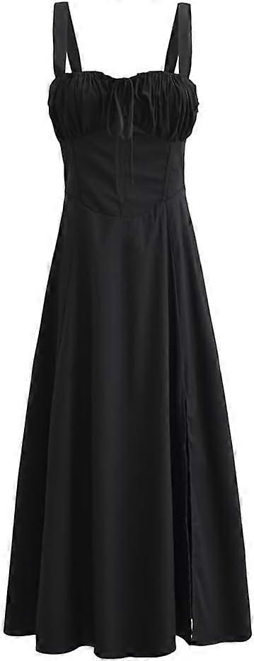 Dame Slip Kjole Ærmeløs Midi Korset Going Out A Line Casual Sundress Boho Side Slids Snørebånd Kjoler