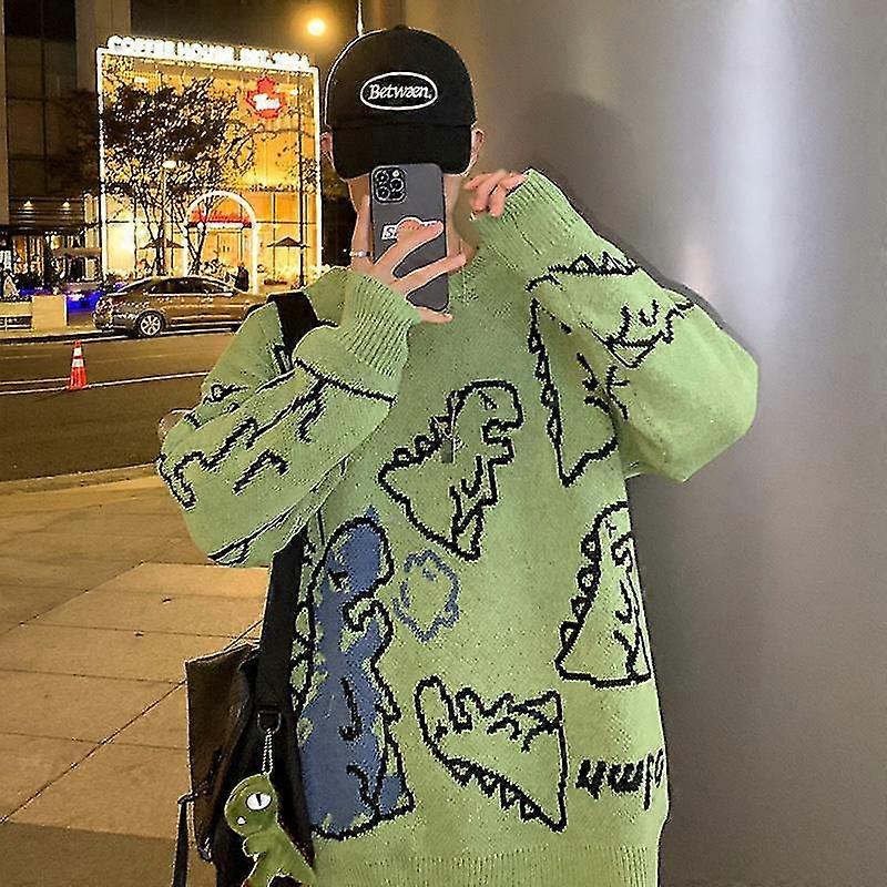 Retro Sweter Harajuku List Studencki Mężczyźni I Kobiety Luźny Retro Dzianinowy Sweter 2