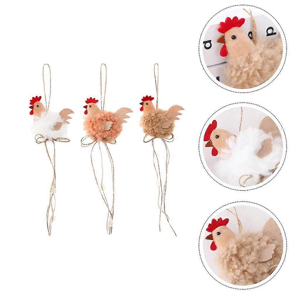 3PCS Adorable Small Rooster Pendant Creative Funny Easter Ornament (3 Styles)