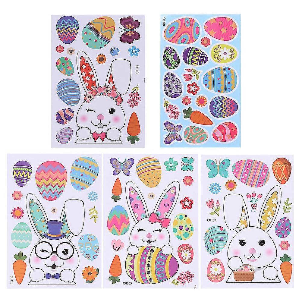 5pcs Diy Easter Sticker Easter Party Decoration Fridge Window Bunny Sticker-c