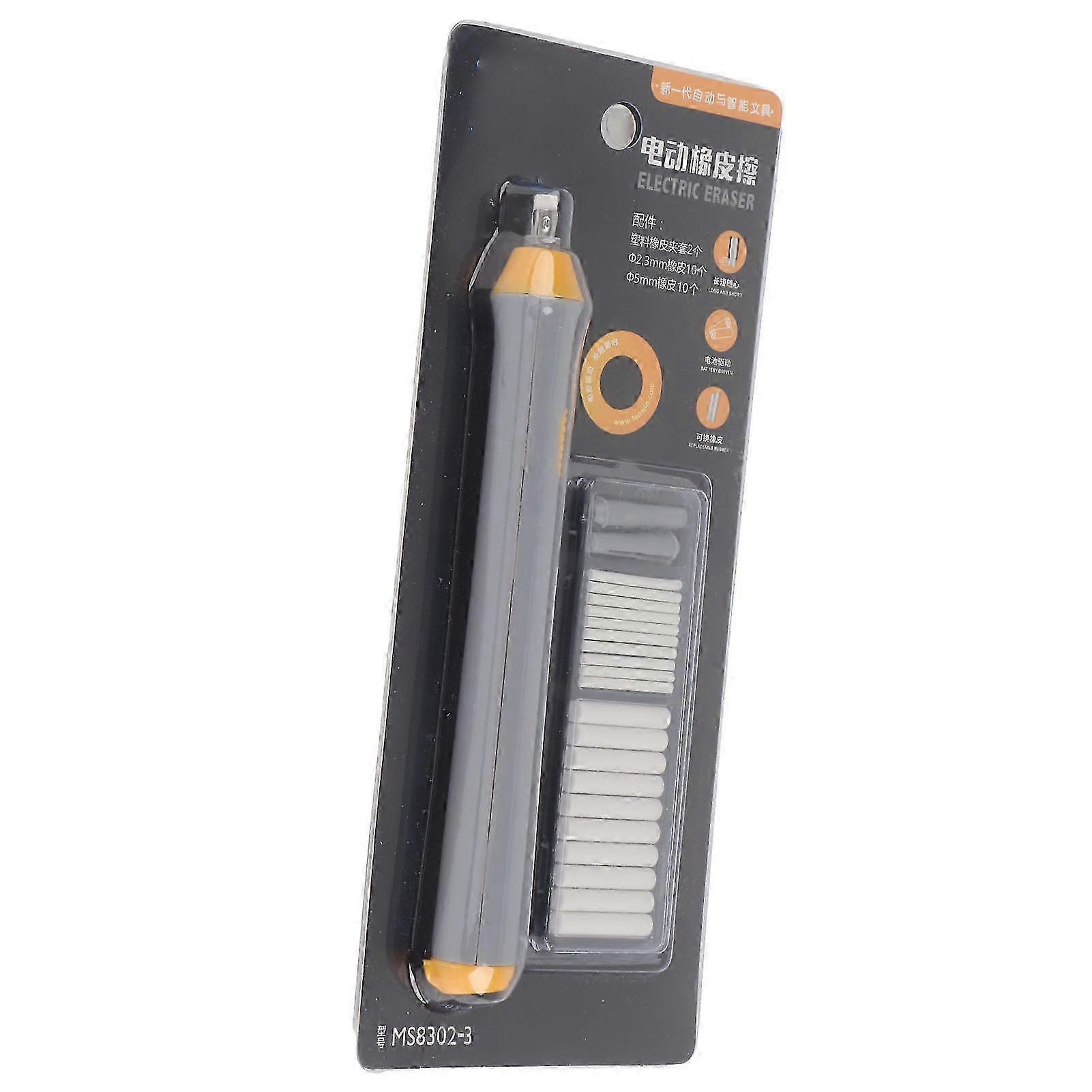 Electric Eraser Kit Battery Powered Pen Shaped Auto Eraser with Replaceable Tip for Artists Gray