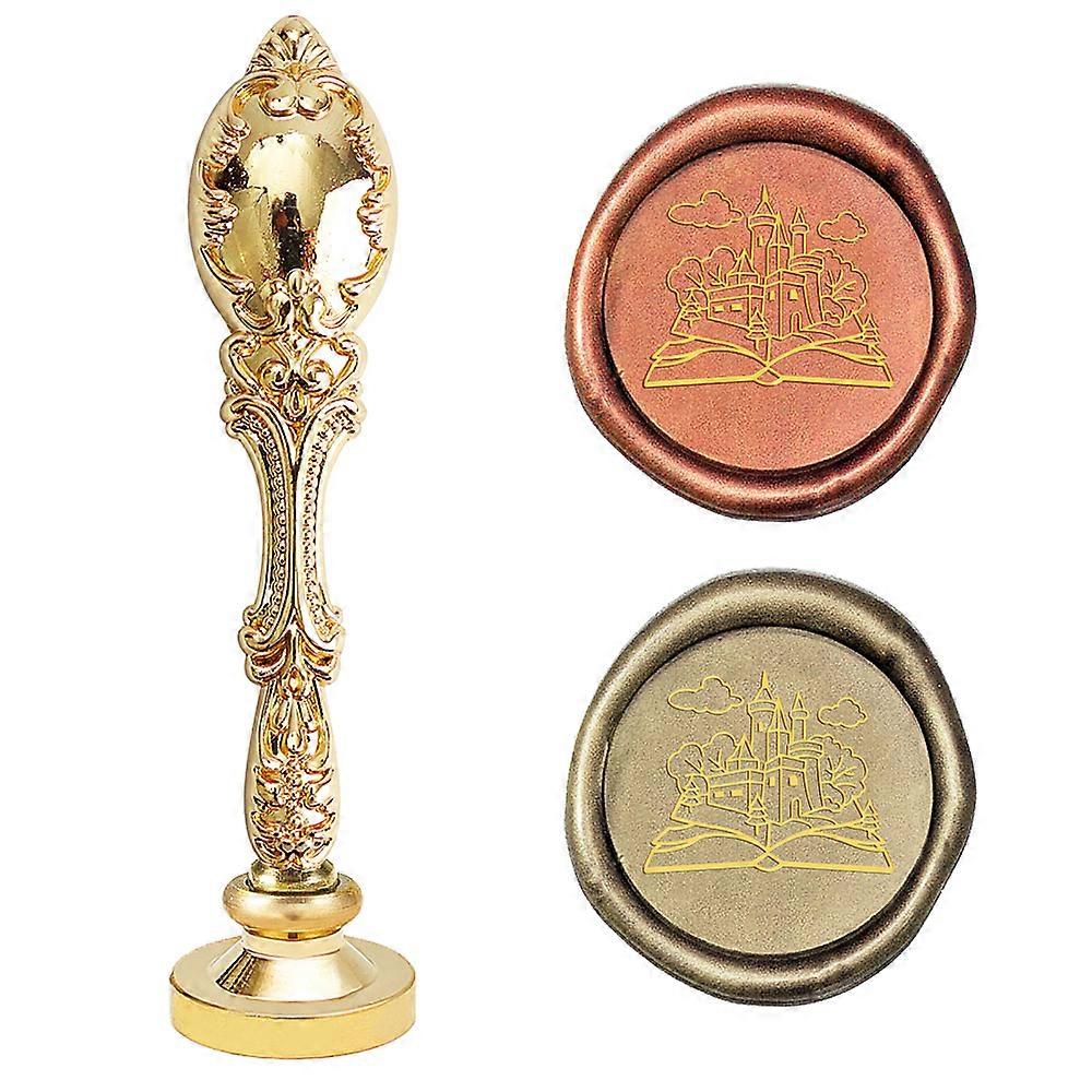 Brass Wax Seal Stamp with Alloy Handles for DIY Scrapbooking Building Pattern Stamp: 25mm Handle: 91.5x22.5x13.5mm DIY