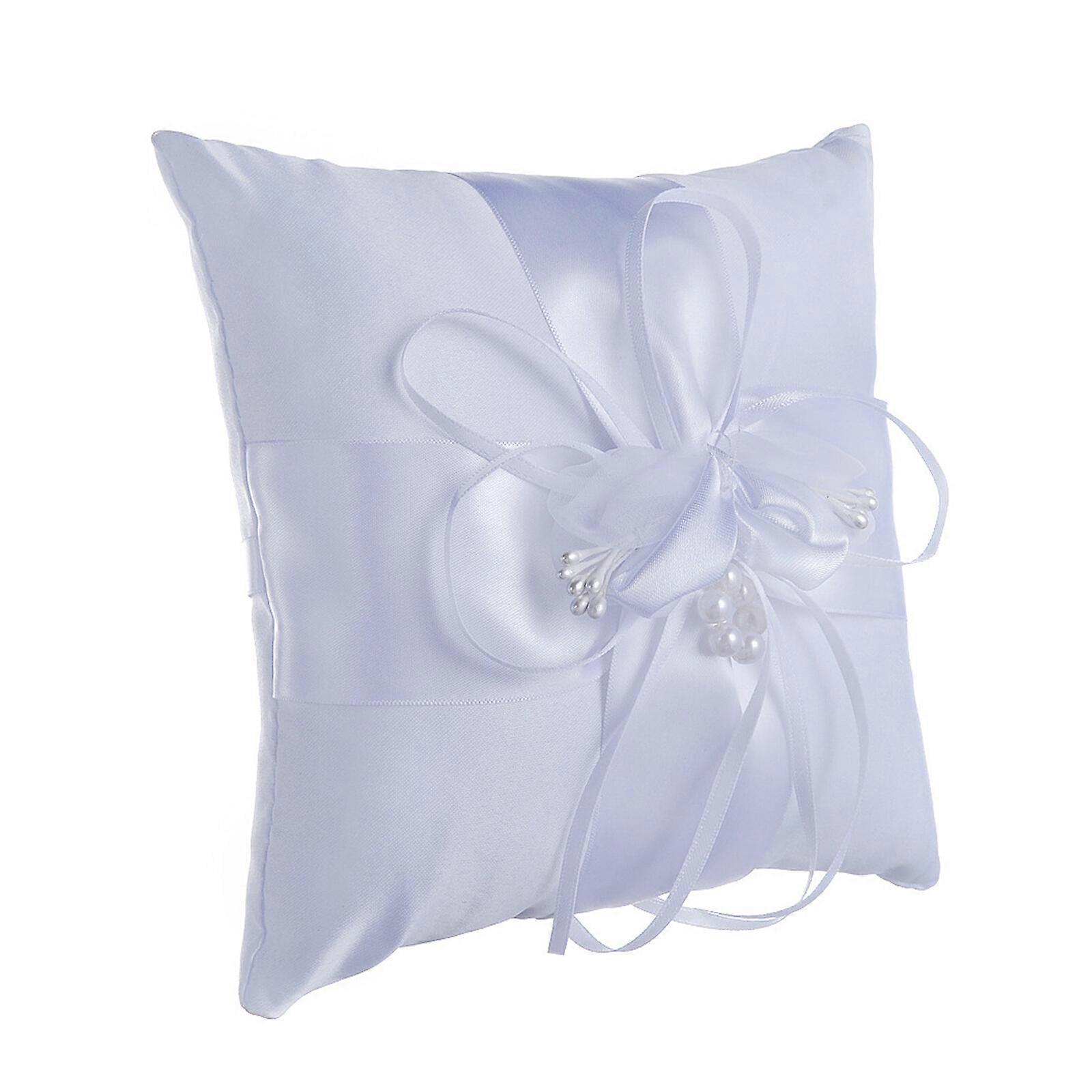 Perle giftering pute, hvit ringbærer pute, ringbærerpute til bryllupsfest
