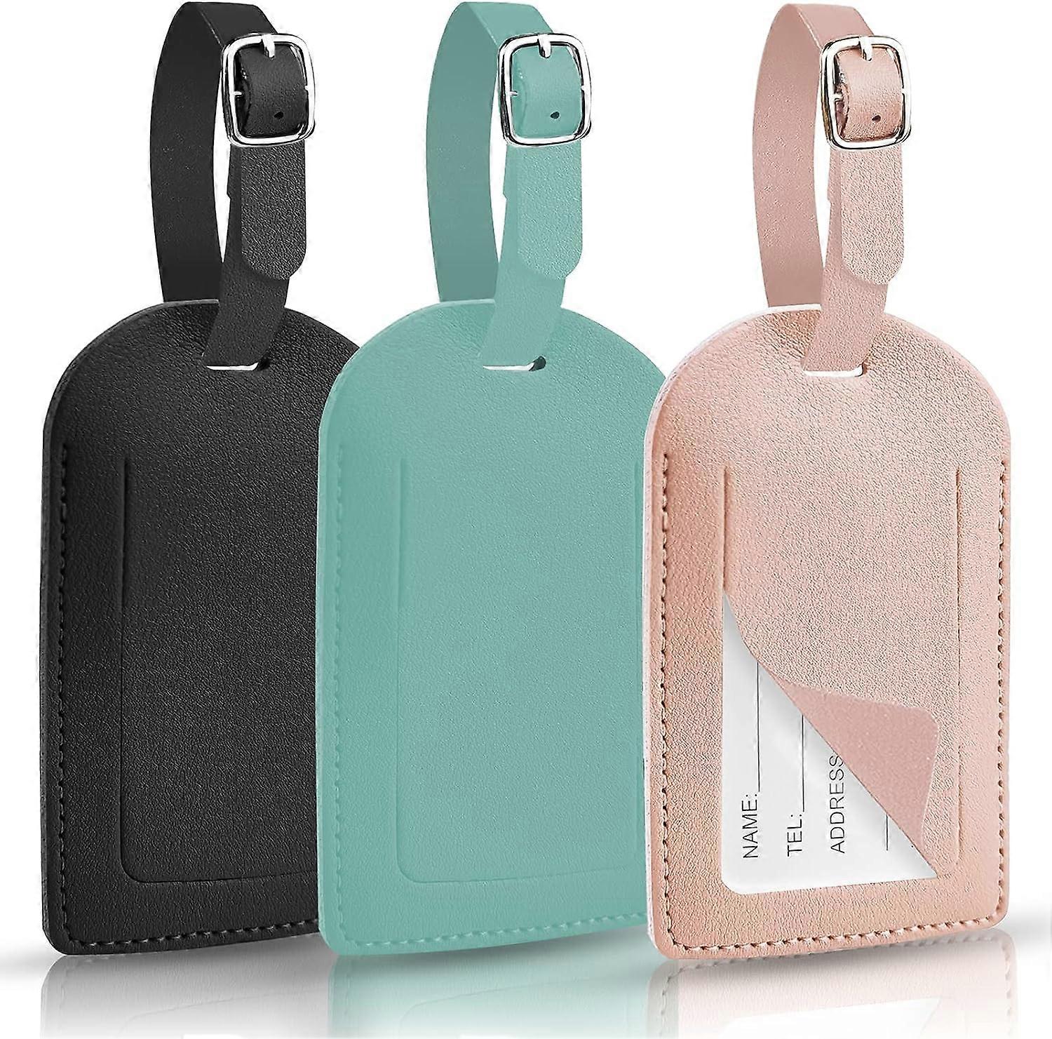 Set of 3 Suitcase Tags PU leather Luggage Suitcase Label Can be written on Can be written on Adjustable Suitcase labels For Suitcase backpack Flight c