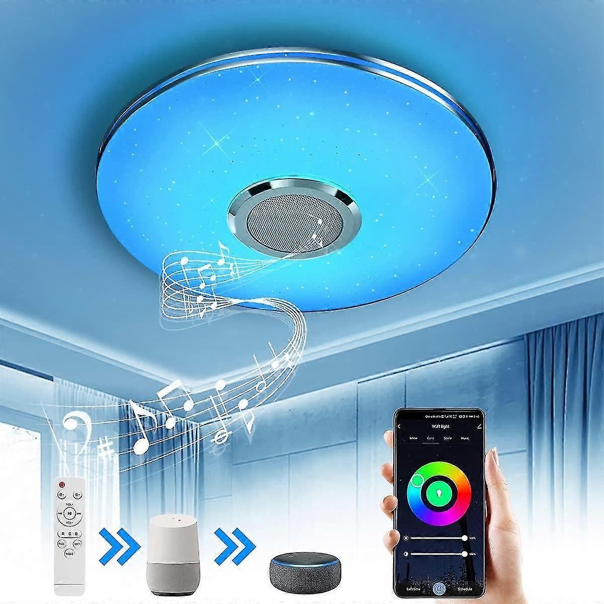 Led Ceiling Light With Wifi Speaker, Rgb Ceiling Light With Remote Control And App Control, Compatible With Alexa Google Home, 36w, 29cm [energy Class