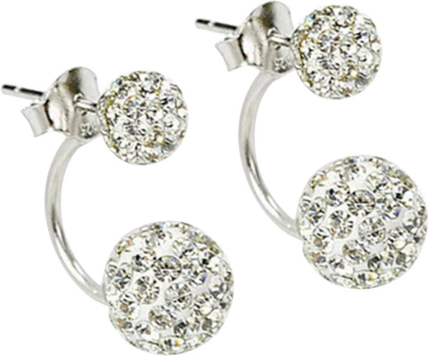 Women Diamond Earring Star Dangler Double Ball Stud Earrings