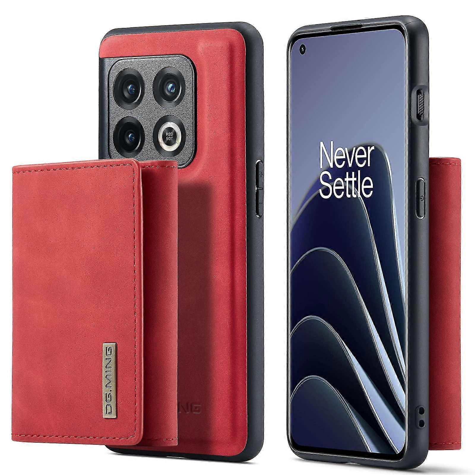 Dg.ming M1 Series For Oneplus 10 Pro 5g Magnetic Adsorption 2-in-1 Wallet Pc+tpu+pu Leather Phone Drop-proof Case With Kickstand