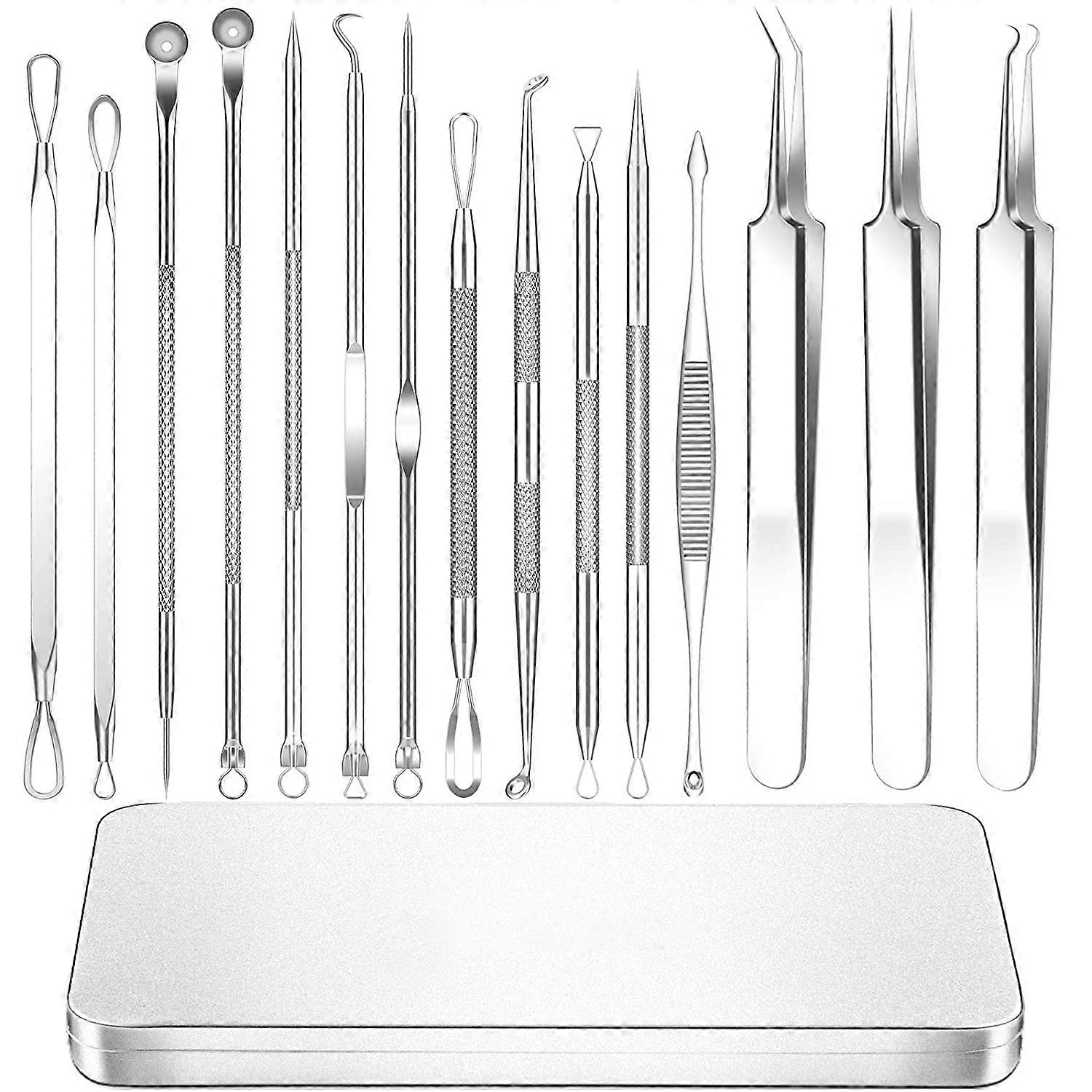 2022 Latest 15 PCS Blackhead Remover Tools, Pimple Popper Tool Kit, Acne Extractor Tool , Professional Stainless Pimple Acne Blemish Removal Tools Set