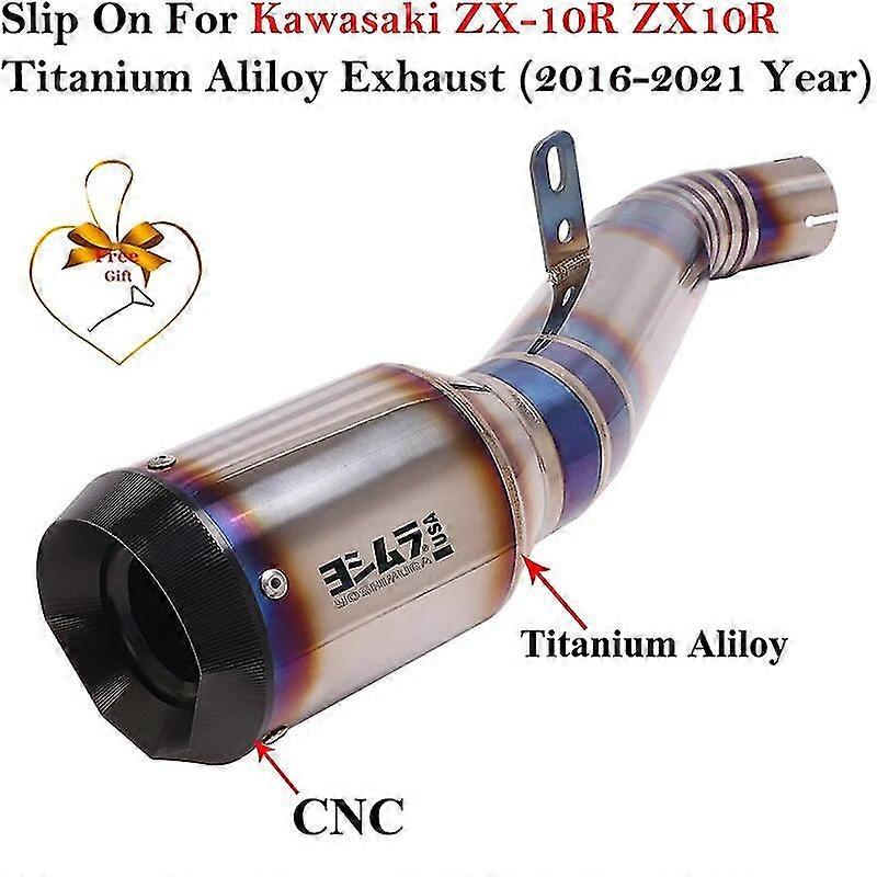 Exquisite exhaust pipeTitanium Alloy Motorcycle Exhaust Modified Escape Modify Link Pipe Muffler CNC Slip On For Kawasaki ZX-10R ZX10R 2016-2021 Years