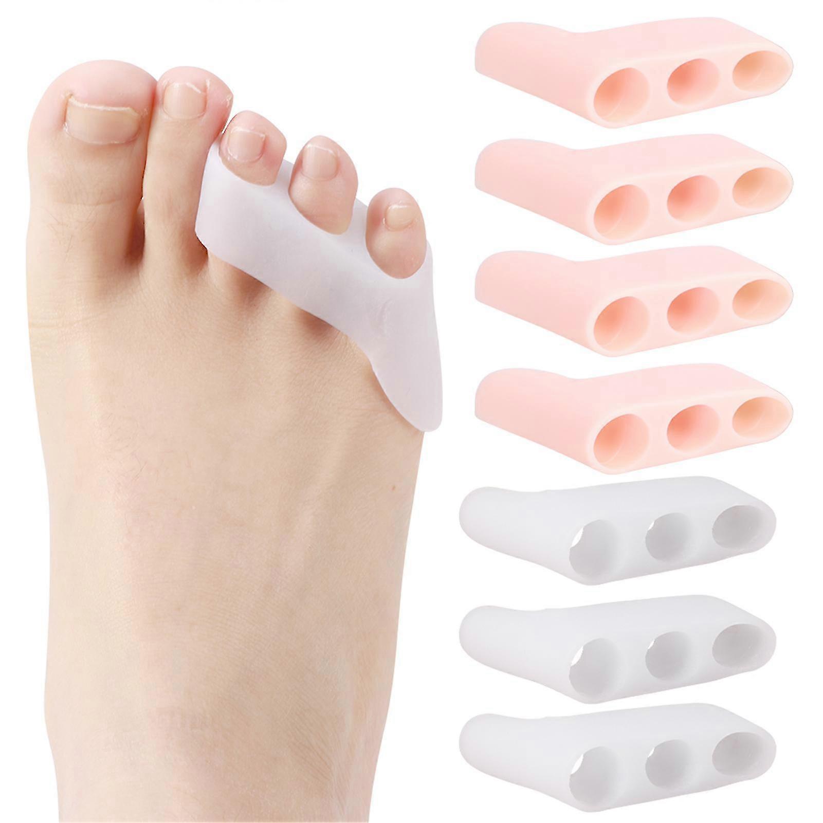 4pairs Straightener Pinky Toe Separators 3 Loop Design Voor Overlapping