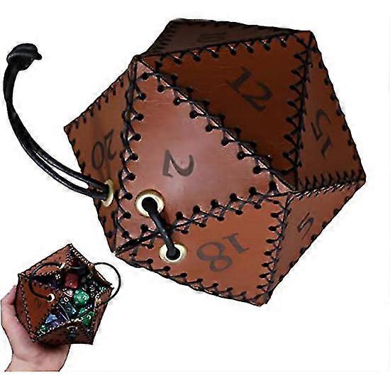 Drawstring Leather Dnd Dice Bag, Rpg Dice Pouch