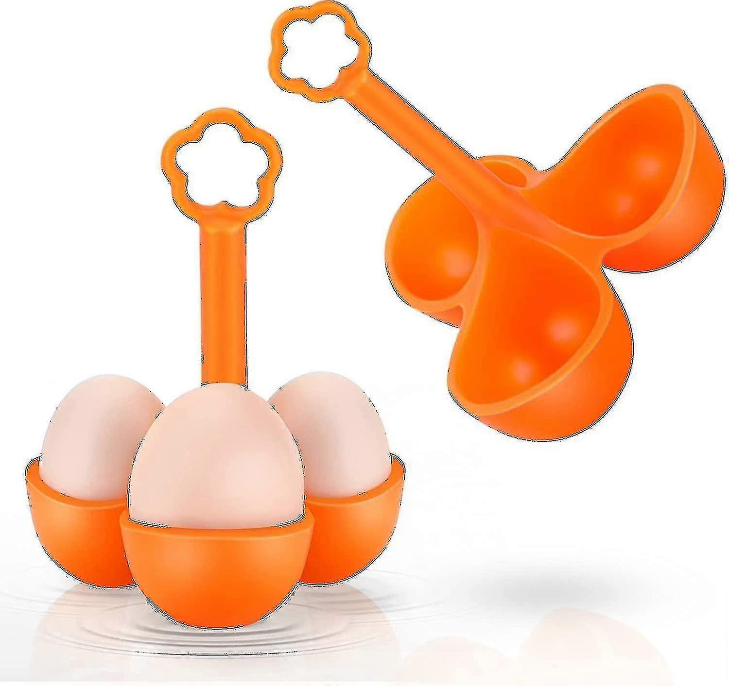 2 Pack Egg Holder,  Anti-scalding Silicone Steamed Hard Boiled Egg Rack Holds 3 Eggs For Easy Cooking And Fridge Storage