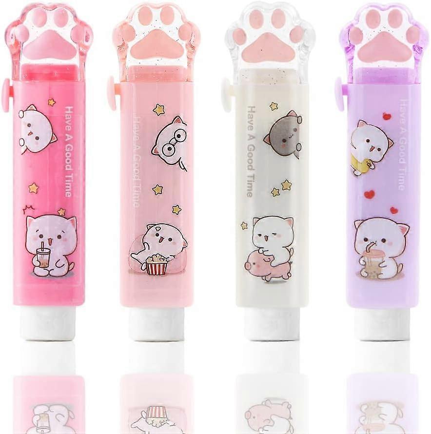 cs Cat Paw Eraser, Sliding Retractable Eraser, Cat Rubbers for Kids, Push-Pull Rubber Eraser for Students Writing Office Cat Paw Eraser