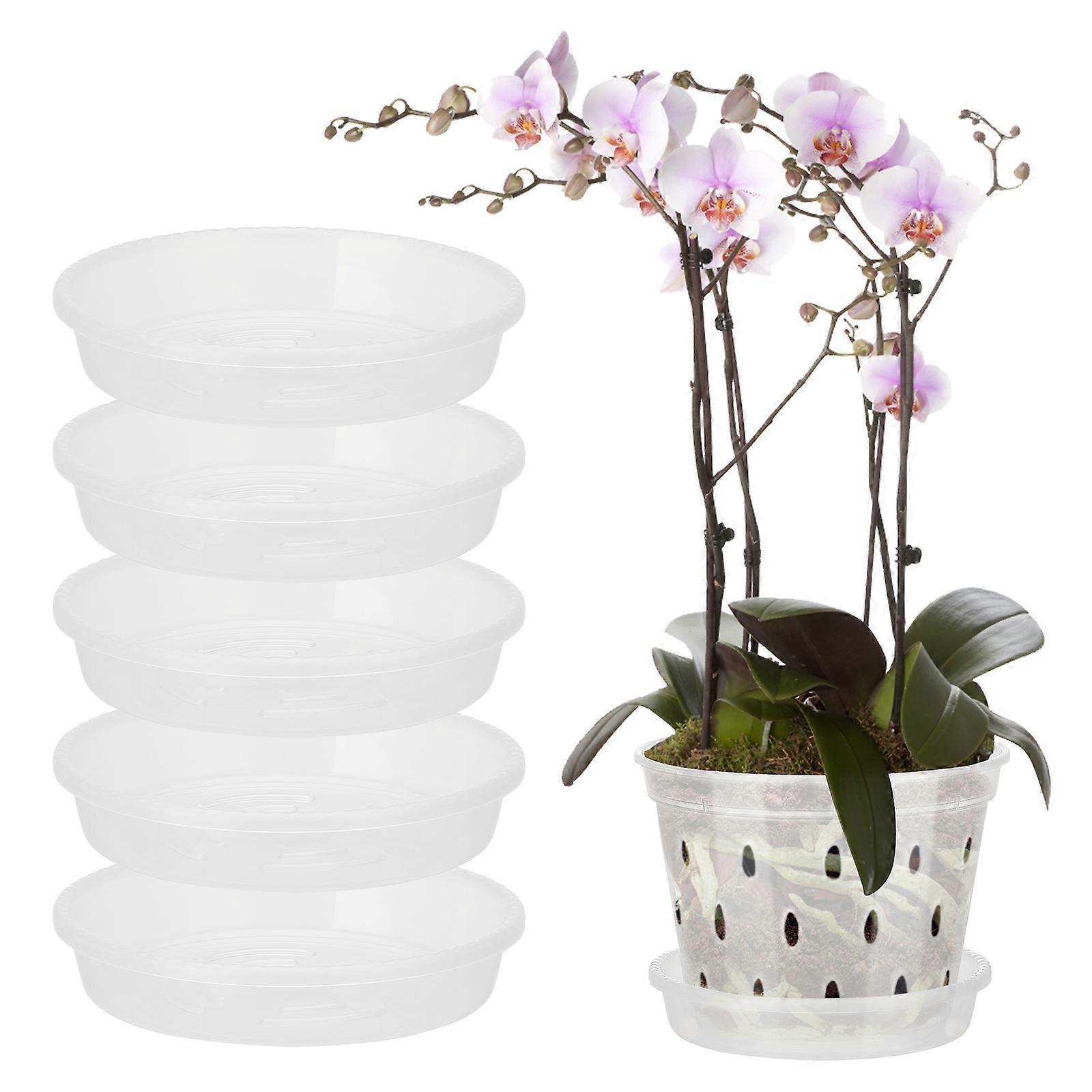 5db csomag 6 hüvelykes orchidea edény, orchidea edények lyukakkal és csészealjakkal, átlátszó műanyag növényi virágcserép beltéri kültéri kerthez