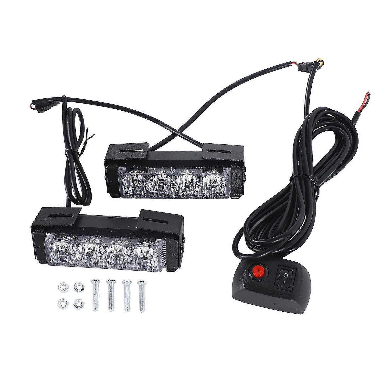 24W 12V 8LED Strobe Lights Bar High Brightness Warning Caution Hazard Flash Lamp Bar for Safety Emergency Vehicle White
