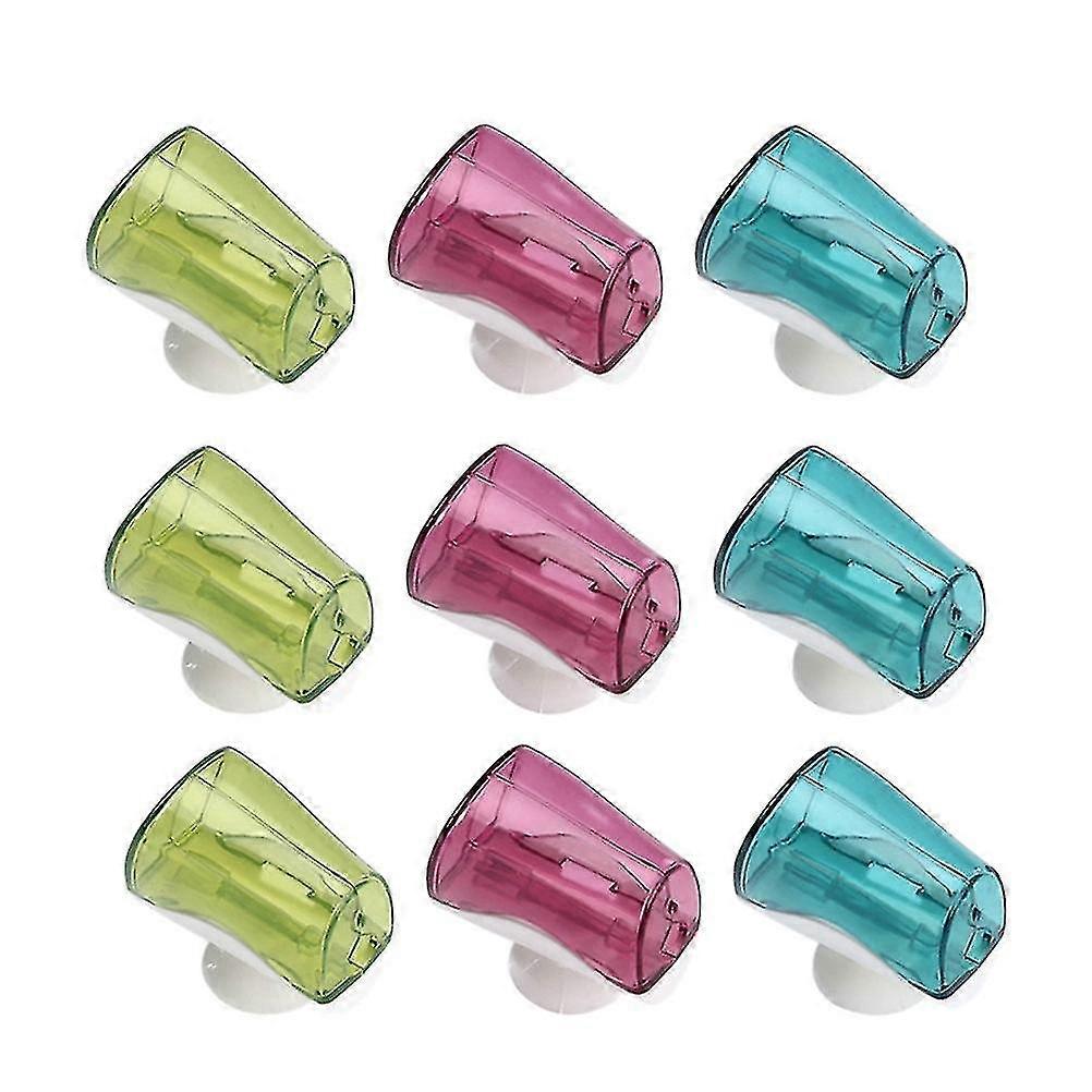 9pcs Bathroom Wall Mount Toothbrush Protective Suction Cup Dustproof Toothbrush Cover