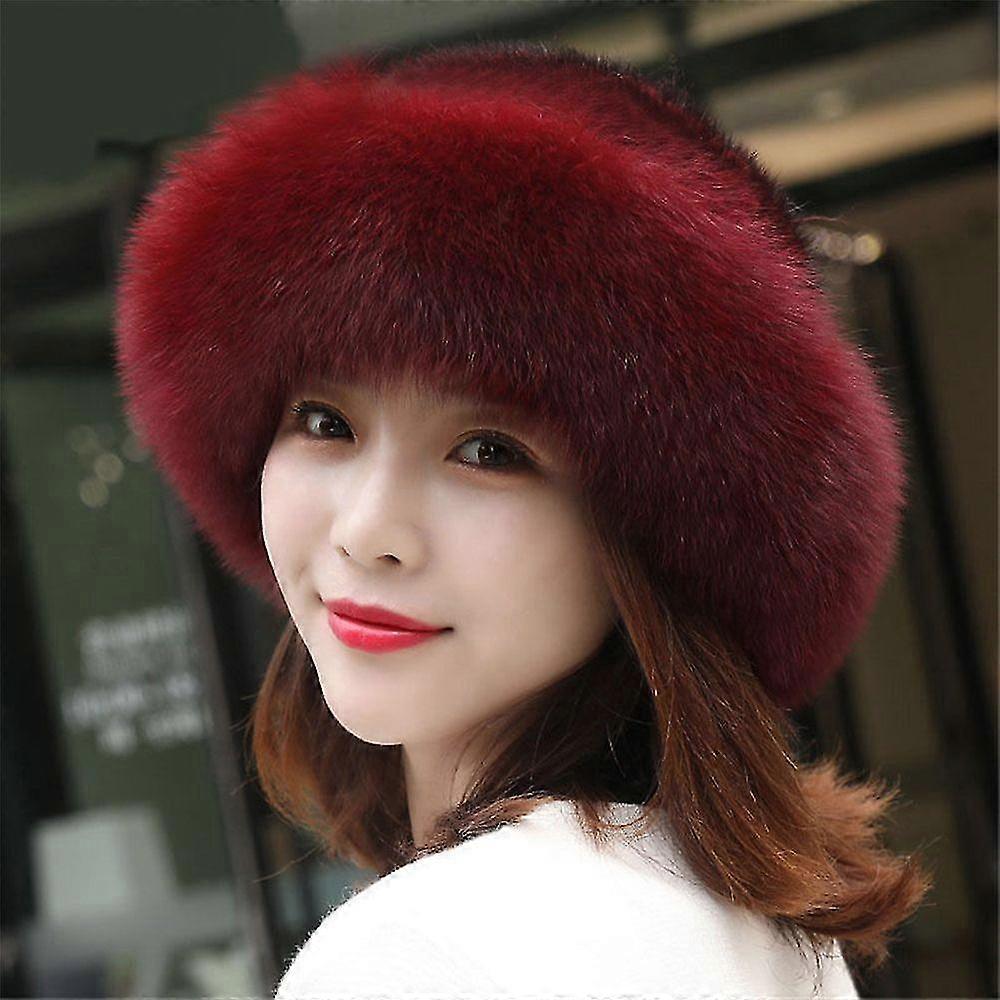 Vinter Luksus Faux Fox Fur Beanies Caps Kvinders Høreværn Mode Varm Cap Baretter Faux Fox Fur Brim 2023 Mode Warmer Cap