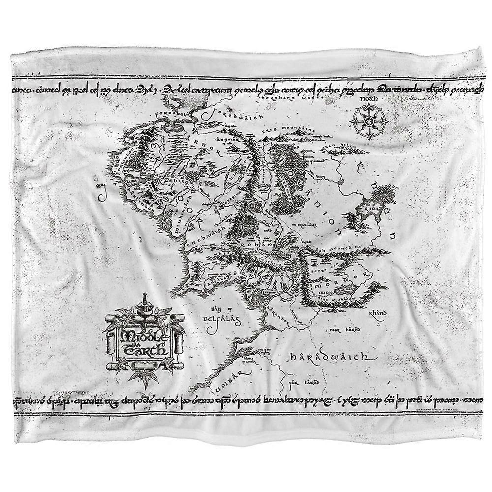 The Lord of The Rings Blanket,  White Middle Earth Map Silky Touch Sherpa Back Super Soft Throw BlanketMWWLF232