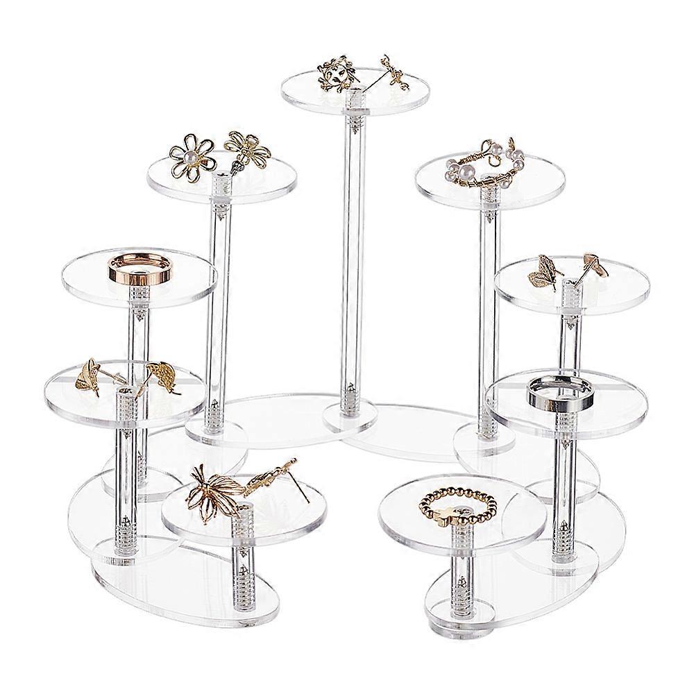 9-Tier Transparent Acrylic Products Adjustable Display Resers Round Jewelry Display Stands for Minifigures Rings Earring Storage Clear 42.3x4x12.3cm