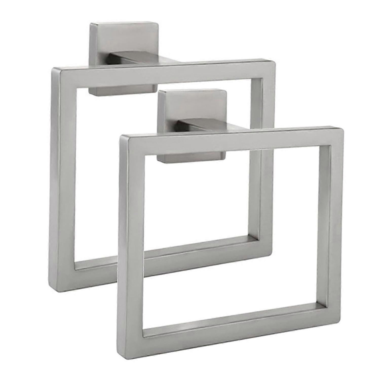 1/2Pcs Towel Rings Hand Towel Holders Rustproof Corrosion Resistant Wall Mounted Square Modern