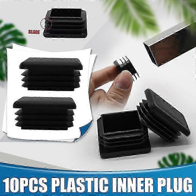 Square Plastic Plug Tubing Post End Cap Chair Glide 10pcs Black Plastic Square Plugs