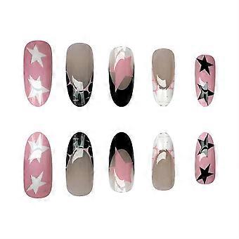 Faux ongles amande rose noir durable ne se fendant jamais faux ongles modèles de colle