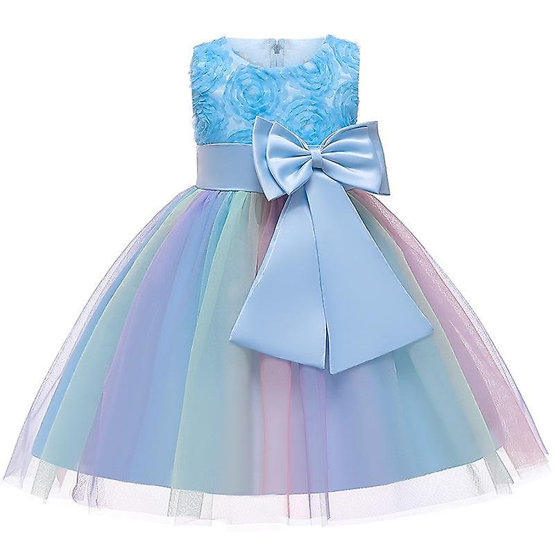 子供服女の子のガウンノースリーブの弓スプライスプリンセスドレスドレスコスチューム