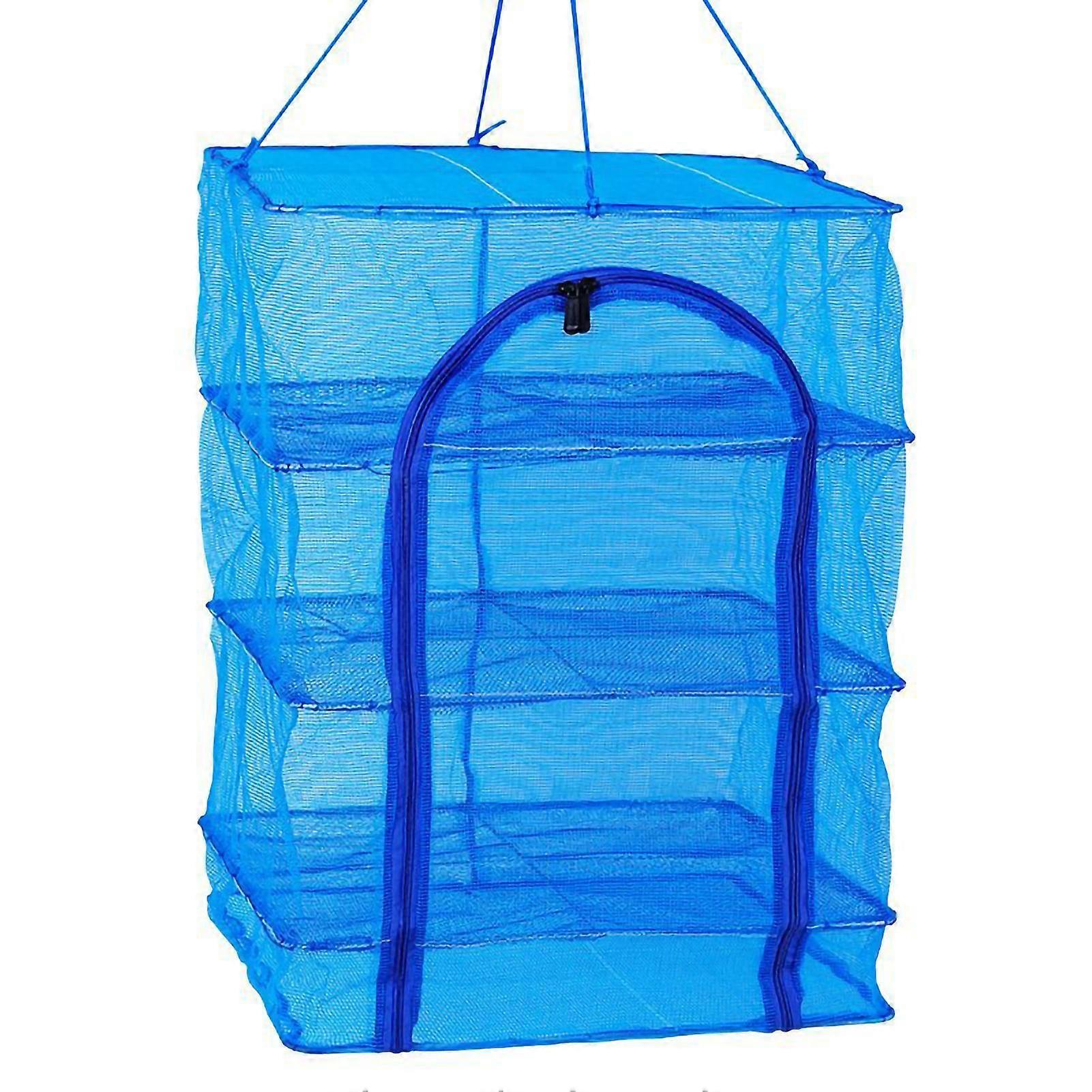 Drying Fish Net Drying Rack Folding Fish Mesh for Drying Fish Vegetables Fruit Herb Food3 Layer with Clip 50x50x66cm/19.6 X19.6x25.9in