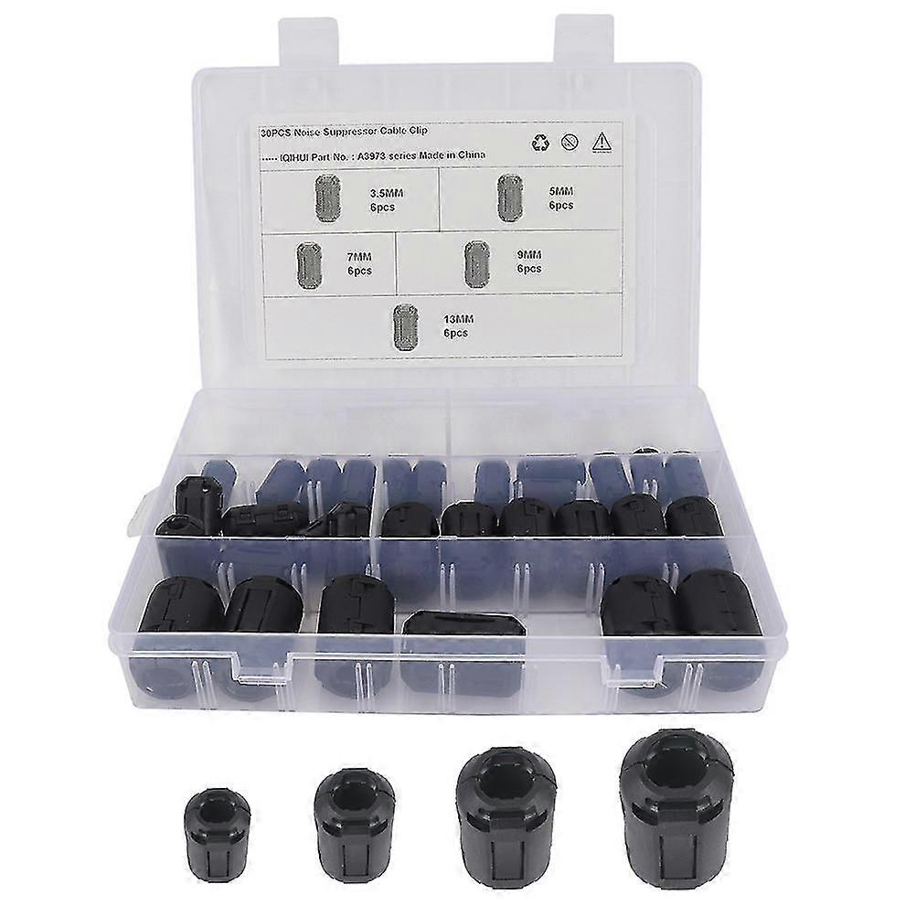 30 ks Ferite Core Cord Ring Choke Noise Suppressor filter pre napájací kábel