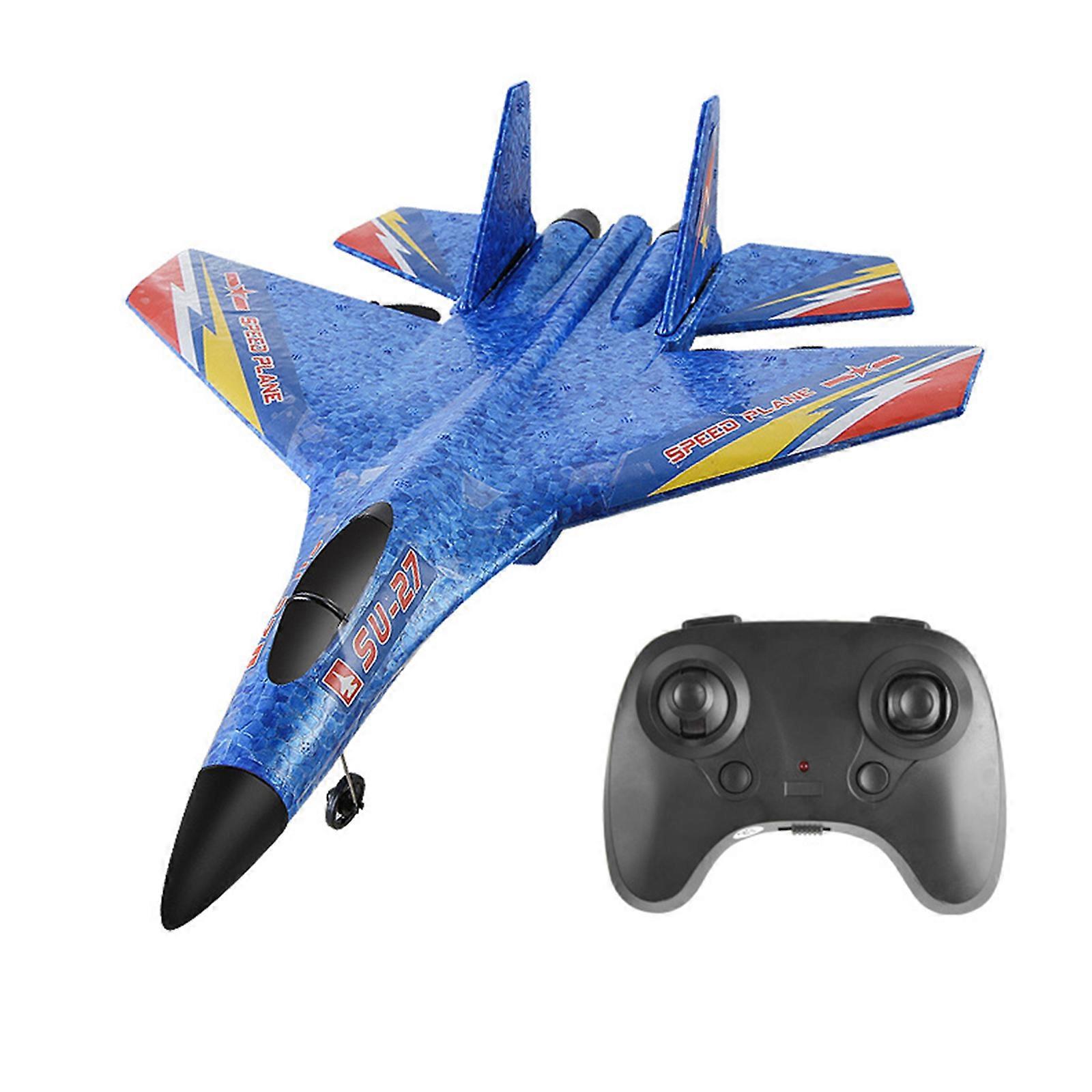 Avion RC HW28 bleu - Avion en mousse lumineuse avec télécommande