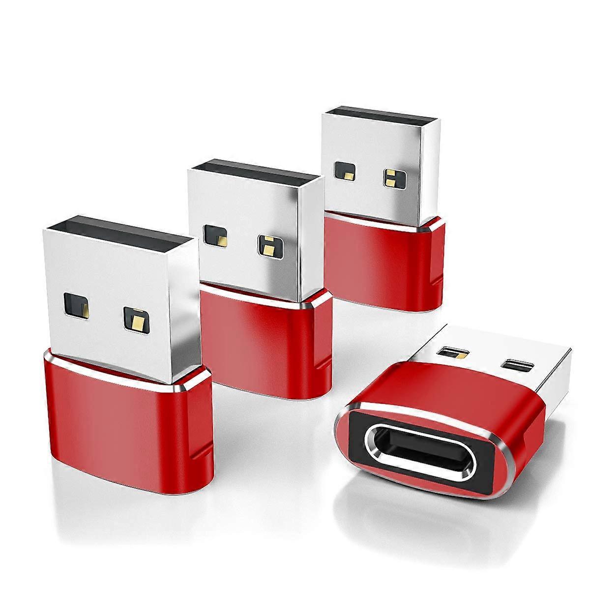 USB to USB C Adapter 4 Pack, Type C Female to Type A Male Converter