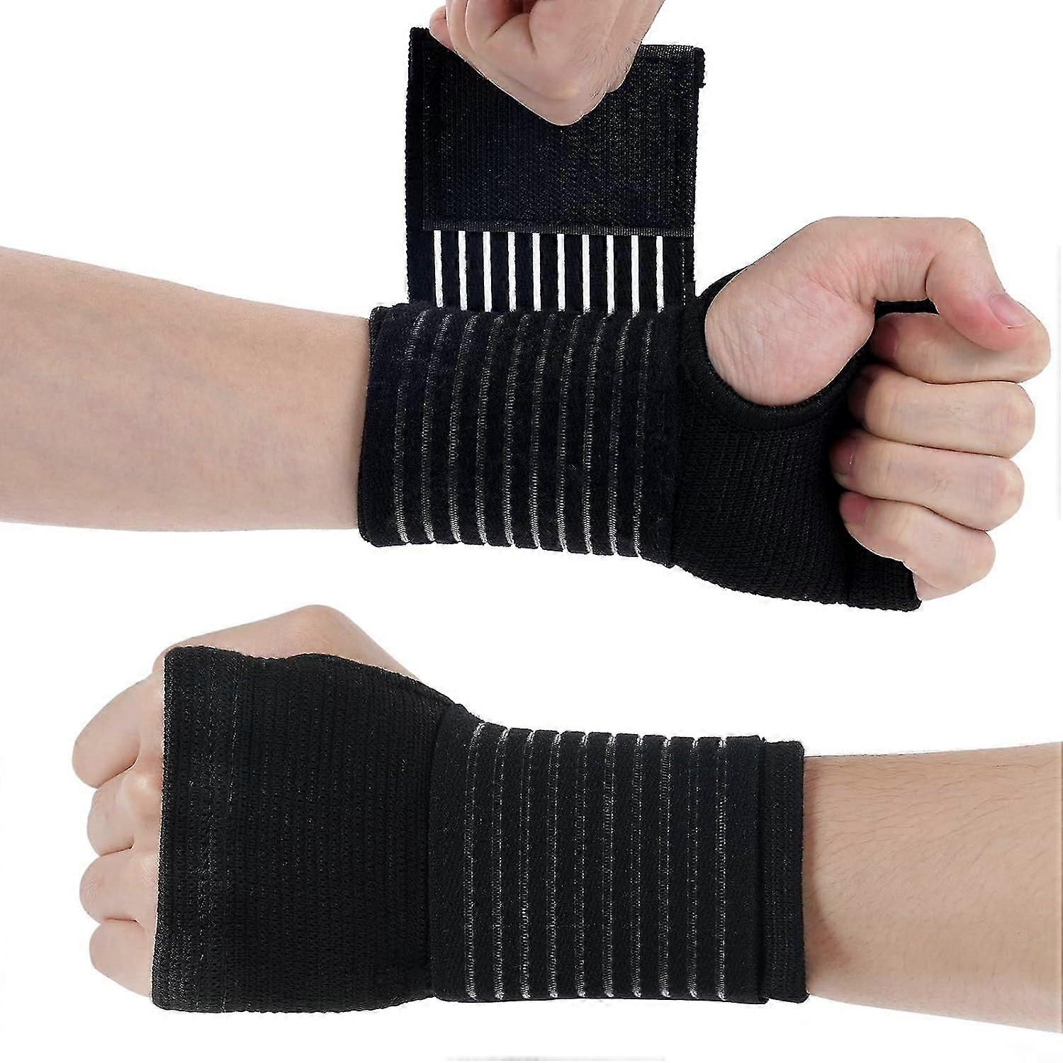 Wrist Brace, 2 Pack Elastic Wrist Support With Strap, Adjustable Wrist Compression Relieves Wrist Pain, Tendonitis