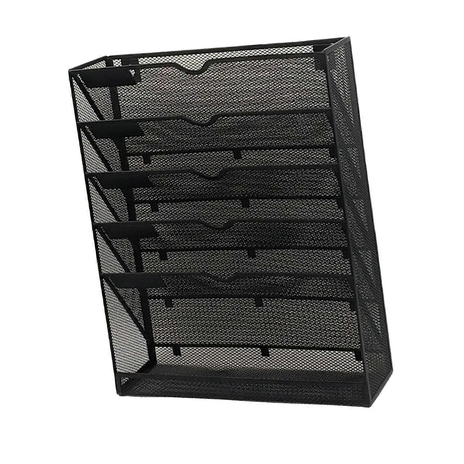 5 Pocket Wall File Holder Multipurpose Sturdy Vertical Storage Rack