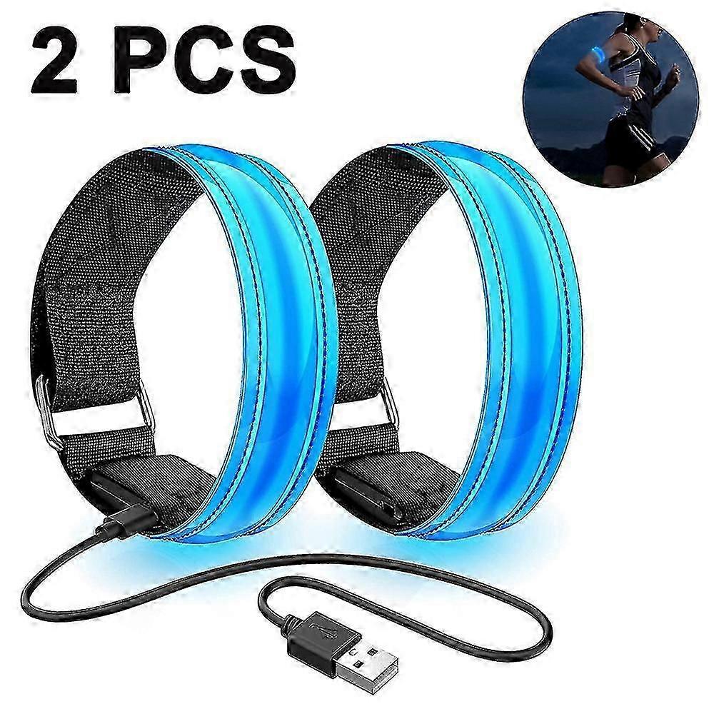 2pcs Running Light ,runners Rechargeable Led Armband Reflective,blue