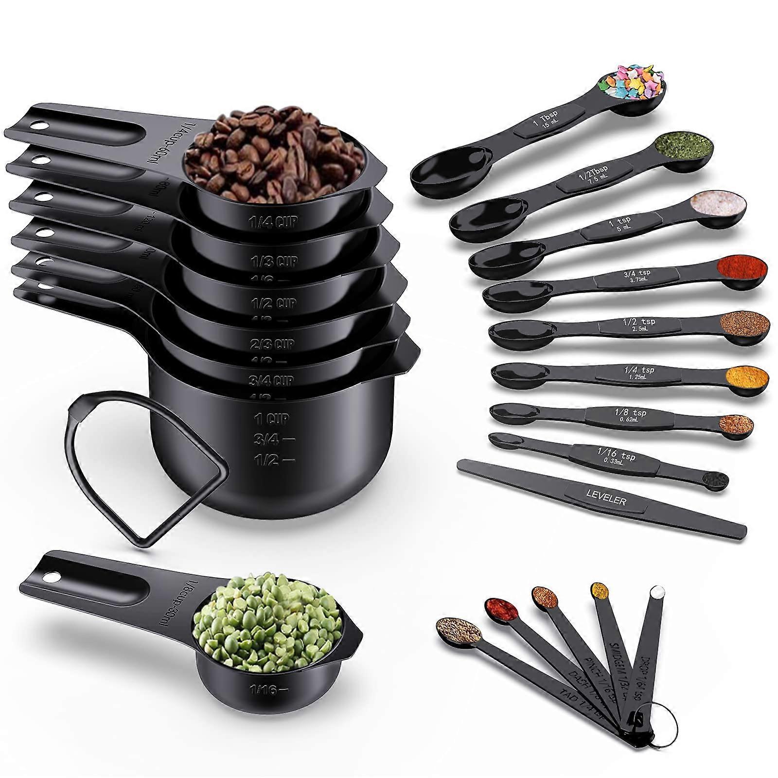 21-Piece Nesting Measuring Set 7 Cup Capacity 8 Spoons Leveler Stainless Steel